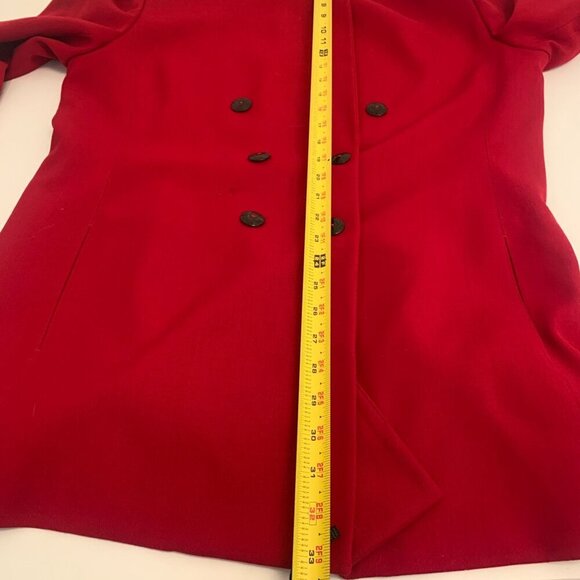 VTG 80s Dana Buchman Red Wool Double Breasted Blazer Jacket Plus Size 14 - Picture 9 of 14